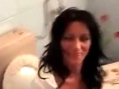 Brunette Gives Hot Blowjob In Bathroom 2