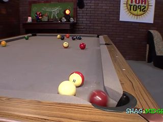 Midget horny while playing pool