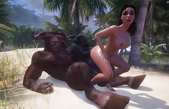 Big Ass girl Mating with monsters | Huge Dick Furry | 3D Porn WildLife