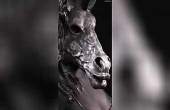 Anthro horse masturbating huge cock cumming onto her face