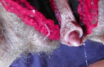 My Wet big clit hairy pussy in panties after huge orgasm