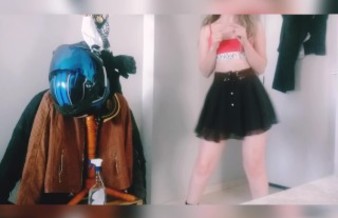 Cute and hot student dancing with a skirt