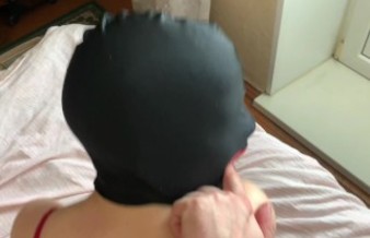 Amateur blowjob and ass fuck in a nylon mask and with red lips/FeralBerryy