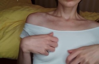 Innocent girl playing with nipples ASMR