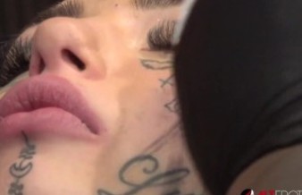 Behind the scenes for Amber Luke's new face tattoo