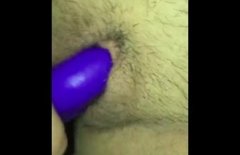 Horny girlfriend fucks tight pussy with vibrator and orgasms