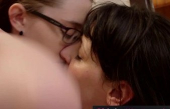 Randy hairy lesbian girls lick each other