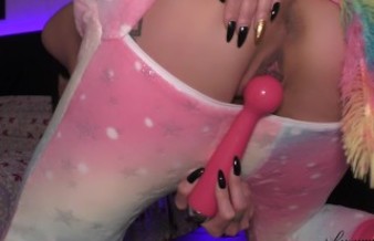 Unicorn girl masturbates her ass and pussy with toys - huge SQUIRT multiple times !!