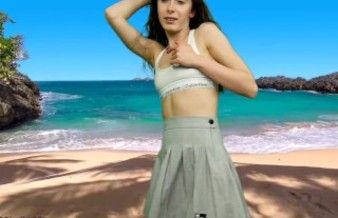 Girl Dance On The Beach - Upskirt No Panties