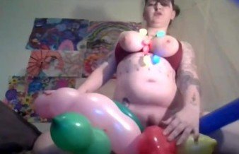 Looner Balloon play, 5 ft clown& squiggly balloons B2P Hump2pop pussy stuff suck& Fuck 5ft balloon