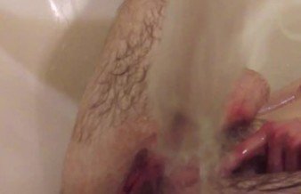 Trans guy FTM shaking orgasm in bathtub waterjet
