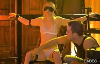 Tied & blindfolded blonde getting fucked 