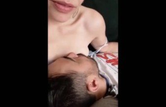 MILF gets double orgasm from breastfeeding her husband!
