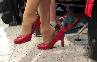 british airways hostess shoeplay in heels