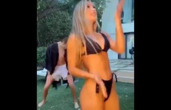 Sexiest blonde on tiktok Shakes ass in bikini (camel toe)