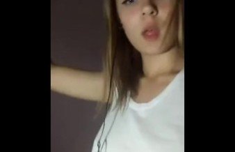 Blonde periscope teen playing with her tits