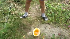 I and my guy pissing in the melon, then poured urine on themselves;)