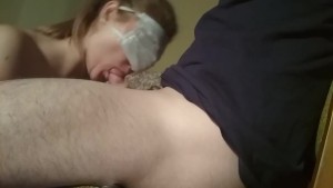 Step sister caught me jerking off again and help to relax with hot handjob then soft blowjob. EP#2