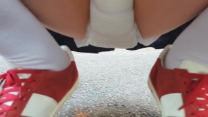 Diaper Girl Pees and Leaks on Street