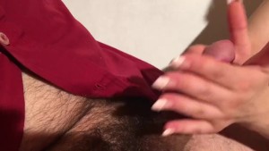 Sexy long nails handjob cumshot