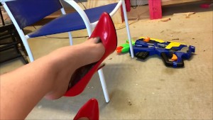 Red High Heel Pumps Shoe Play and Dangling - Pretty Feet Fetish - Long Toes