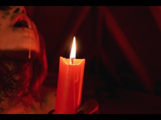 Sabien DeMonia striptease and candle hardcore solo wax play