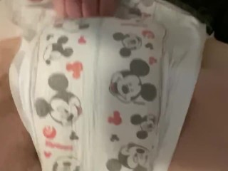 Diaper girl wets baby diaper while ‏ Masturbating and leaks
