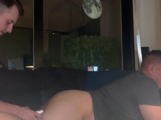 Kinky Session Eating Whipped Cream out of Gay Ass, Bareback, Stretching