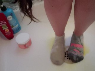 Wetting My Panties Onto MisMatched Socks Makes My Feet So Warm