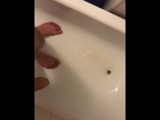 Pissing after cum and wanking