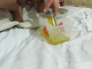 aunt pissing and playing with urine