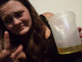 Submissive Slut Drinking Piss through Straw - Shelby hates when it's strong