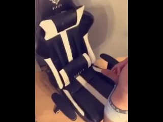 Teen boy Cum down on a new gaming chair