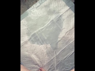 Naughty Piss Slut soaks a Puppy Pad with a Bladder Full of Pee, I should have used a fresh one maybe