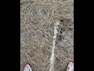 Country Girl Pees Off Hill On Public Hiking Trail