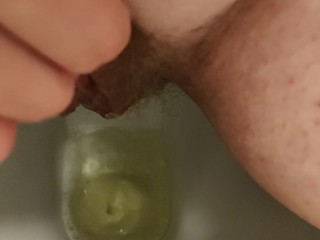 Long powerful piss and pussy rub after 4 hours of holding