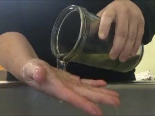 Fat bitch pisses in a mason jar at work then washes her hands with it