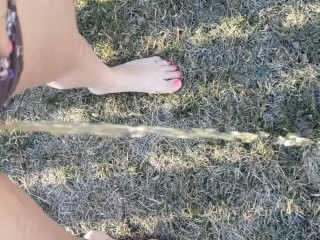 Quick Barefoot Pee Outside