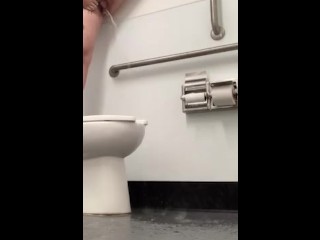 Huge messy piss in public bathroom