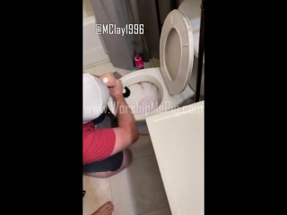 Army Master Clay makes slave to clean his friend's toilet (verbal)