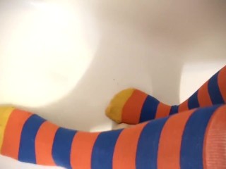 Pissing on Dildo in my cute Socks