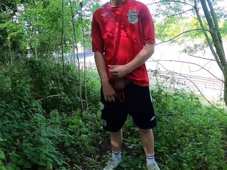 British Scally Chav In Kit Exposes His Hung Cock (Public) Next To Busy Road