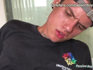 Hitchhiking skater gets sucked off for cash, then cums huge!
