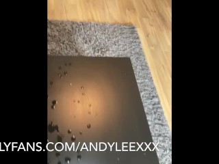 Straight hunk Andy Lee with one of his infamous cum loads over table