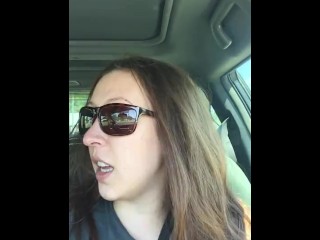 Goddess D Smoking in the Car Wearing Sunglasses and Complaining About Line
