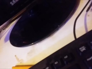 Pee on computer screen and keyboard