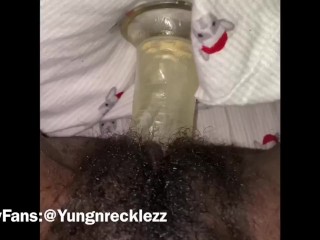 Black FTM Plays with his Boy Pussy