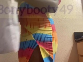 Girl ripping nasty bubbly farts in rainbow dress