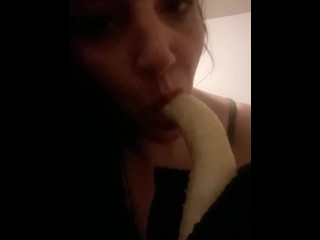 Cold chilly and nice throat gagging banana