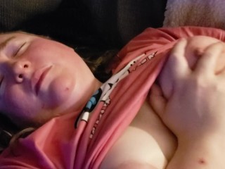 Lounging BBW strips pajamas off for more pleasure